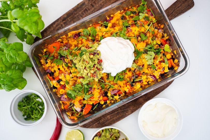 Zapečené nachos s hovězím