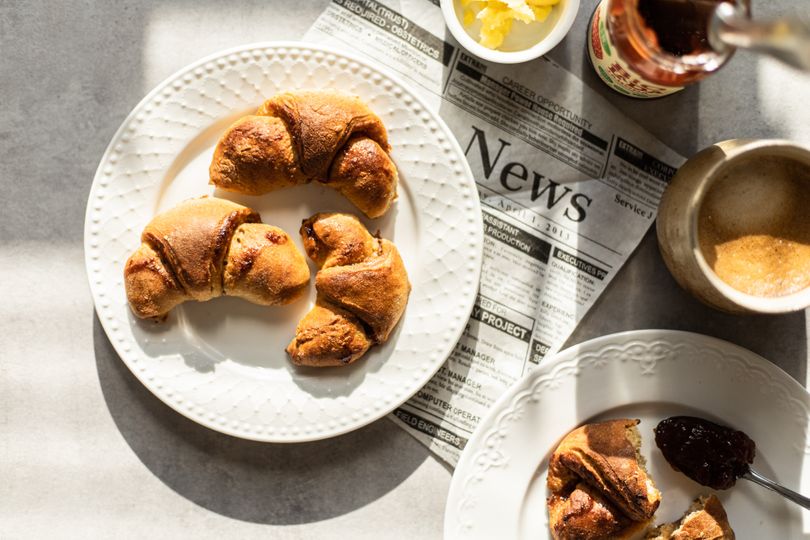 Zdravé croissanty s jahodovou marmeládou