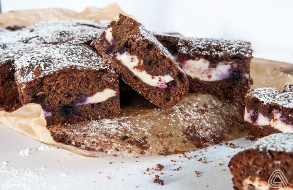 Proteínové brownies s tvarohom