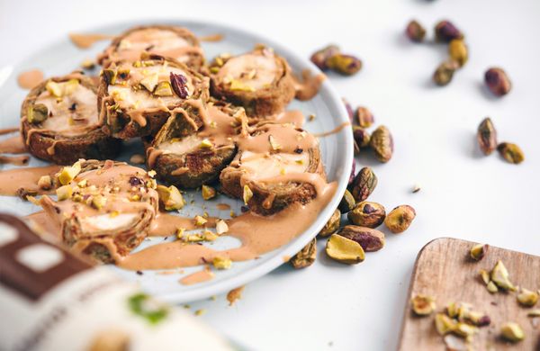 Palačinkové matcha rolky s banánem