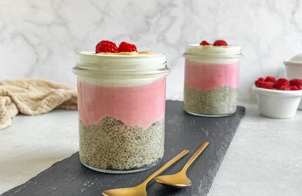 Malinový chia puding do pohára