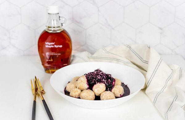 Curd Cheese Dumplings with Blueberry Sauce