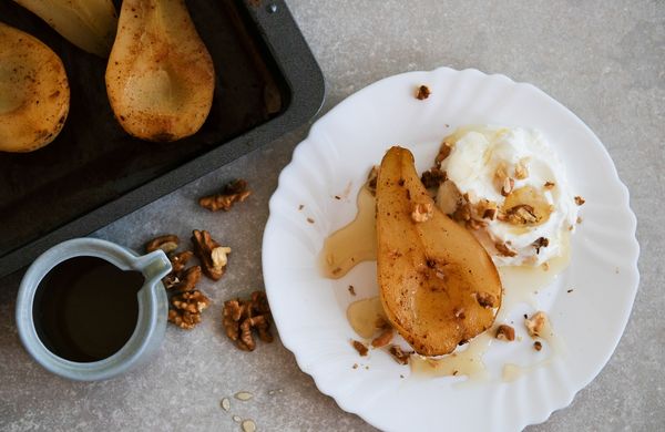 Pečená hruška s poriadnou dávkou bielkovín