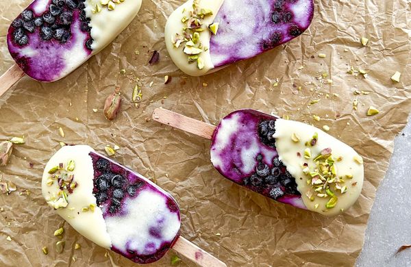Homemade Blueberry Protein Popsicles