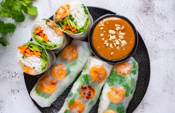 Letní závitky s krevetami