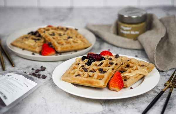 Proteínové vafle so slaným karamelom