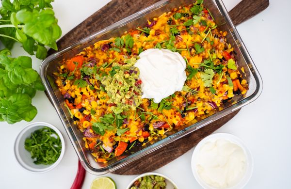 Zapečené nachos s hovězím