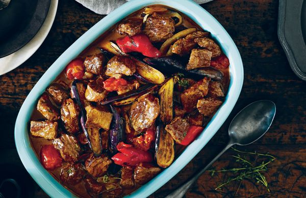 Zapečený lilek s mletým masem a mozzarellou